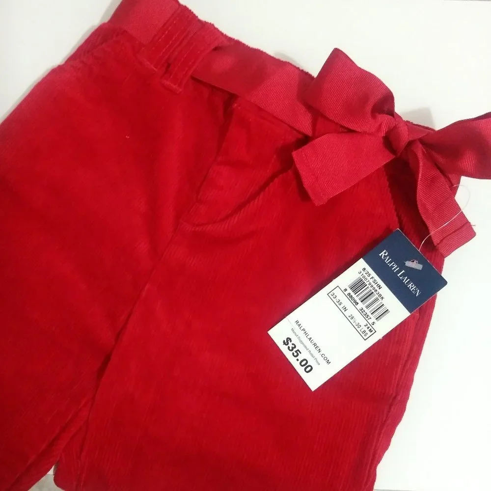 Ralph Lauren Girls Red Corduroy Pants